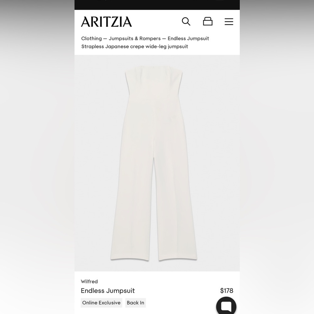 NWT Aritzia Jumpsuit - IVORY